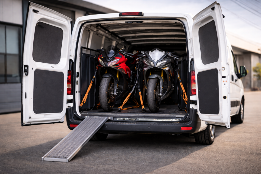 Professional transport for motorcycles and scooters.